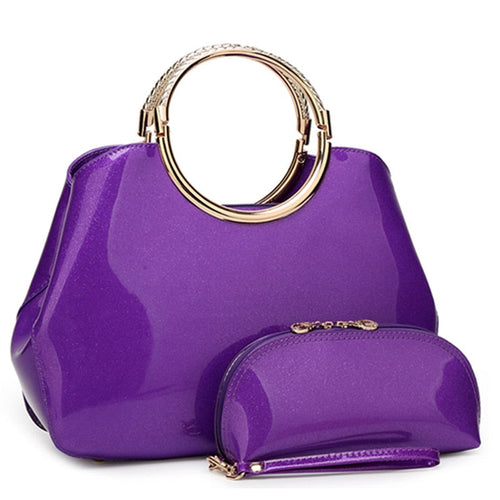 ALMIRA Design Collection Women's Fine Fashion Luxury Style Designer Leather Purple Handbag