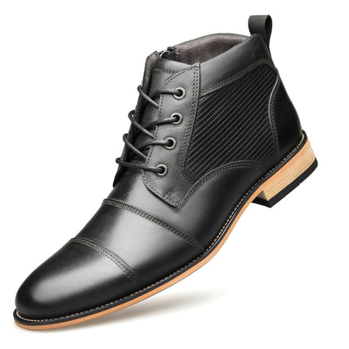 NPZ Men's Fashion Premium Top Quality Genuine Leather Black Dress Boot Shoes - Divine Inspiration Styles