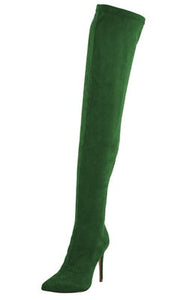 TAMANNA Women's Elegant Fine Fashion Elastic Velvet Thigh High Dress Boots - Divine Inspiration Styles
