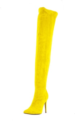 Tamanna Women's Elegant Fine Fashion Elastic Velvet Thigh High Light Green Dress Boot Shoes Light Green / 3