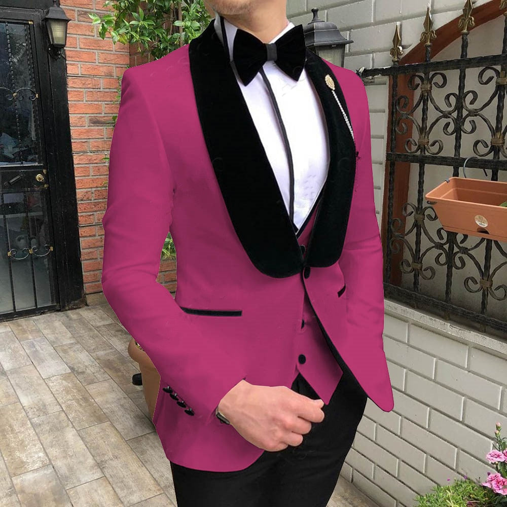 KENTON SUITS Men s Fashion Formal 3 Piece Tuxedo Jacket Pants