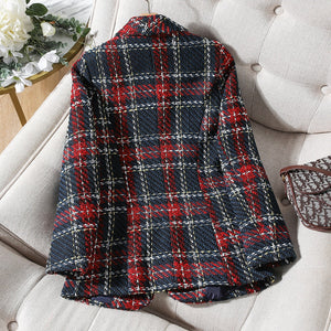 CAROLINE Design Collection Women's Elegant Stylish Fashion Office Professional Woven Plaid Blazer Jacket - Divine Inspiration Styles