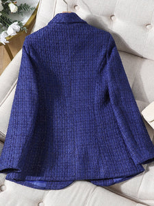 CAROLINE Design Collection Women's Elegant Stylish Fashion Office Professional Woven Plaid Blazer Jacket - Divine Inspiration Styles