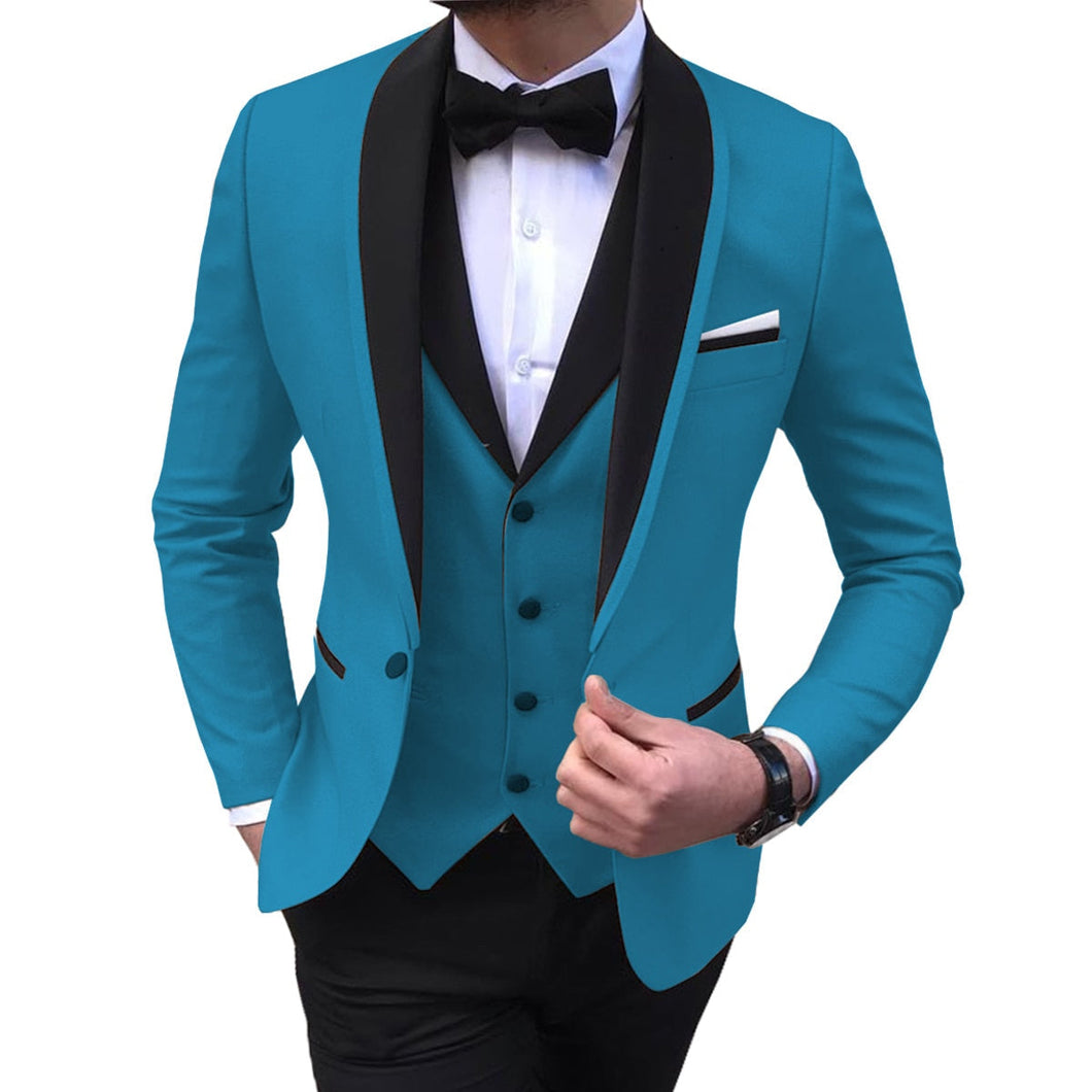 BRADLEY SUITS Men's Fashion Formal 3PCS Tuxedo (Jacket + Pants + Vest) Suit Set - Divine Inspiration Styles