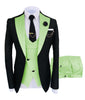 KENTON SUITS Men's Fashion Formal 3 Piece Tuxedo (Jacket + Vest + Pants) Black & Blue Suit Set - Divine Inspiration Styles