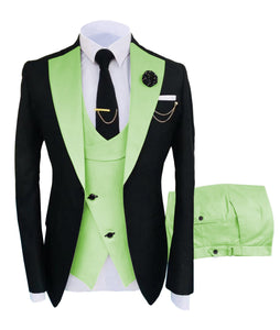 KENTON SUITS Men's Fashion Formal 3 Piece Tuxedo (Jacket + Vest + Pants) Black & Navy Blue Suit Set - Divine Inspiration Styles