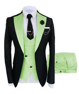 KENTON SUITS Men's Fashion Formal 3 Piece Tuxedo (Jacket + Vest + Pants) Mint Green Suit Set