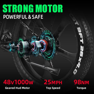 NATHANIEL Electric Bicycle 1000W 48V 26" Smart Folding Electric Mountain Bike - Divine Inspiration Styles