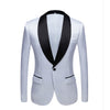 CGSUITS Men's Fashion Luxury Style Jacquard Golden Sky Blue & Black Tuxedo Blazer Suit Jacket - Divine Inspiration Styles