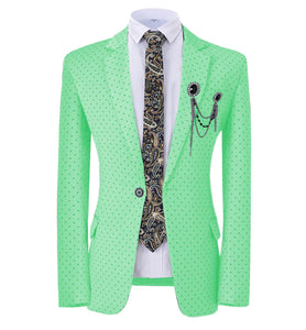 GMSUITS Men's Fashion Formal Luxury Style Royal Blue Polka Dots Blazer Suit Jacket