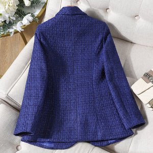 CAROLINE Design Collection Women's Elegant Stylish Fashion Office Professional Woven Plaid Blazer Jacket - Divine Inspiration Styles
