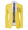 GMSUITS Men's Fashion Formal Luxury Style Royal Blue Polka Dots Blazer Suit Jacket
