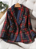 CAROLINE Design Collection Women's Elegant Stylish Fashion Office Professional Woven Plaid Blazer Jacket - Divine Inspiration Styles