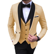 BRADLEY VIP SUITS Men's Fashion Formal 3 Piece Tuxedo (Jacket + Pants + Vest) Champagne Suit Set - Divine Inspiration Styles