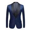CGSUITS Men's Fashion Luxury Style Jacquard Golden Sky Blue & Black Tuxedo Blazer Suit Jacket - Divine Inspiration Styles