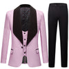 CGSUITS Men's Fashion Formal 3 Piece Royal Blue & Black Tuxedo (Jacket + Vest + Pants) Suit Set