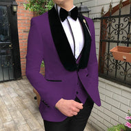 KENTON SUITS Men's Fashion Formal 3 Piece Tuxedo (Jacket + Pants + Vest) Purple Suit Set - Divine Inspiration Styles