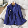 CAROLINE Design Collection Women's Elegant Stylish Fashion Office Professional Woven Plaid Blazer Jacket - Divine Inspiration Styles