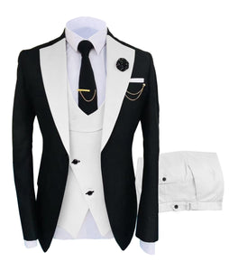 KENTON SUITS Men's Fashion Formal 3 Piece Tuxedo (Jacket + Vest + Pants) Black & Blue Suit Set - Divine Inspiration Styles