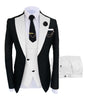 KENTON SUITS Men's Fashion Formal 3 Piece Tuxedo (Jacket + Vest + Pants) Black & Navy Blue Suit Set - Divine Inspiration Styles