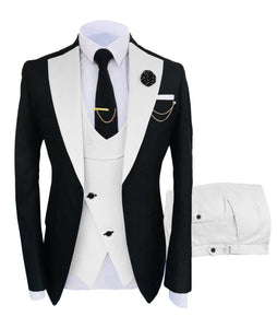 KENTON SUITS Men's Fashion Formal 3 Piece Tuxedo (Jacket + Vest + Pants) Black & Navy Blue Suit Set - Divine Inspiration Styles