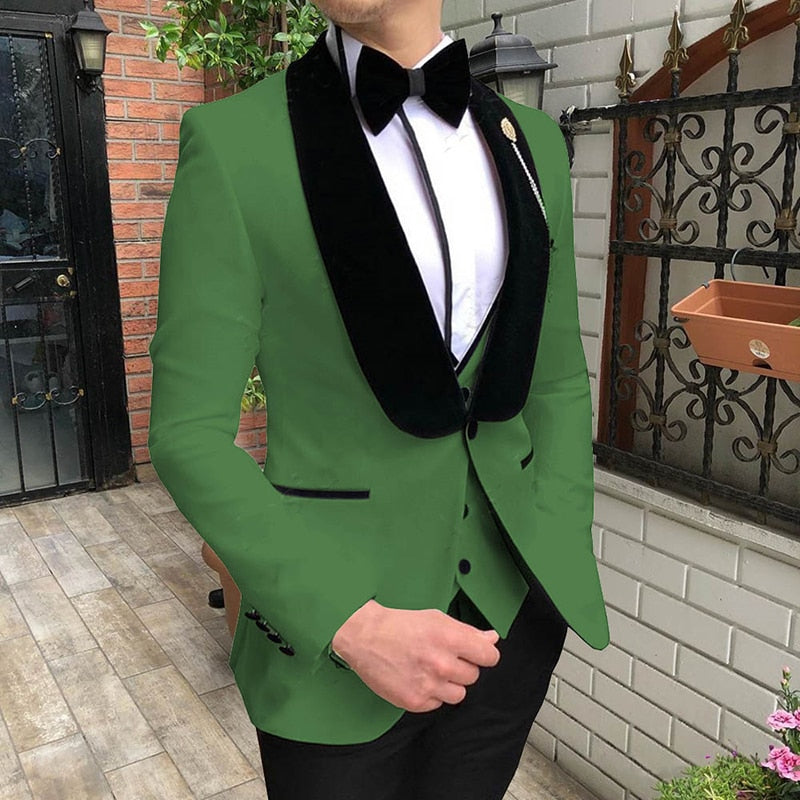 KENTON SUITS Men's Fashion Formal 3-PCS Tuxedo (Jacket + Pants + Vest) Suit Set - Divine Inspiration Styles