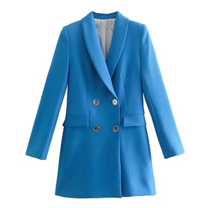 JANE SUITS Women's Elegant Stylish Fashion Office Solid Color Blue Blazer Jacket - Divine Inspiration Styles