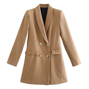 JANE SUITS Women's Elegant Stylish Fashion Office Solid Color Khaki Brown Blazer Jacket - Divine Inspiration Styles