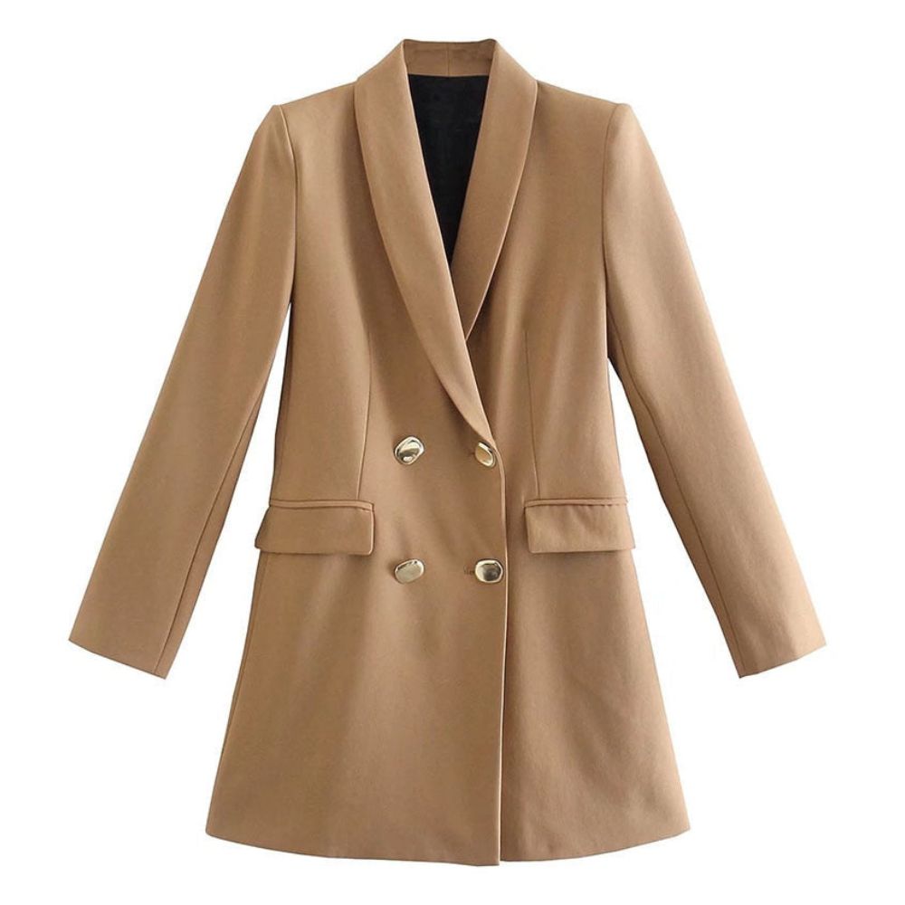 JANE SUITS Women's Elegant Stylish Fashion Office Solid Color Khaki Brown Blazer Jacket - Divine Inspiration Styles