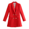 JANE SUITS Women's Elegant Stylish Fashion Office Solid Color Red Blazer Jacket