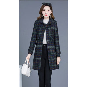 JARAH Design Women's Fine Fashion Elegant Pink & Brown Plaid Luxury Style Wool Coat Jacket