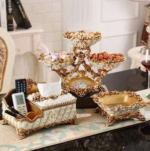 JCLL Luxury Style Diamond Fruit Plate Bowl Centerpiece Designs Ornaments Art Decoration Sets - Divine Inspiration Styles