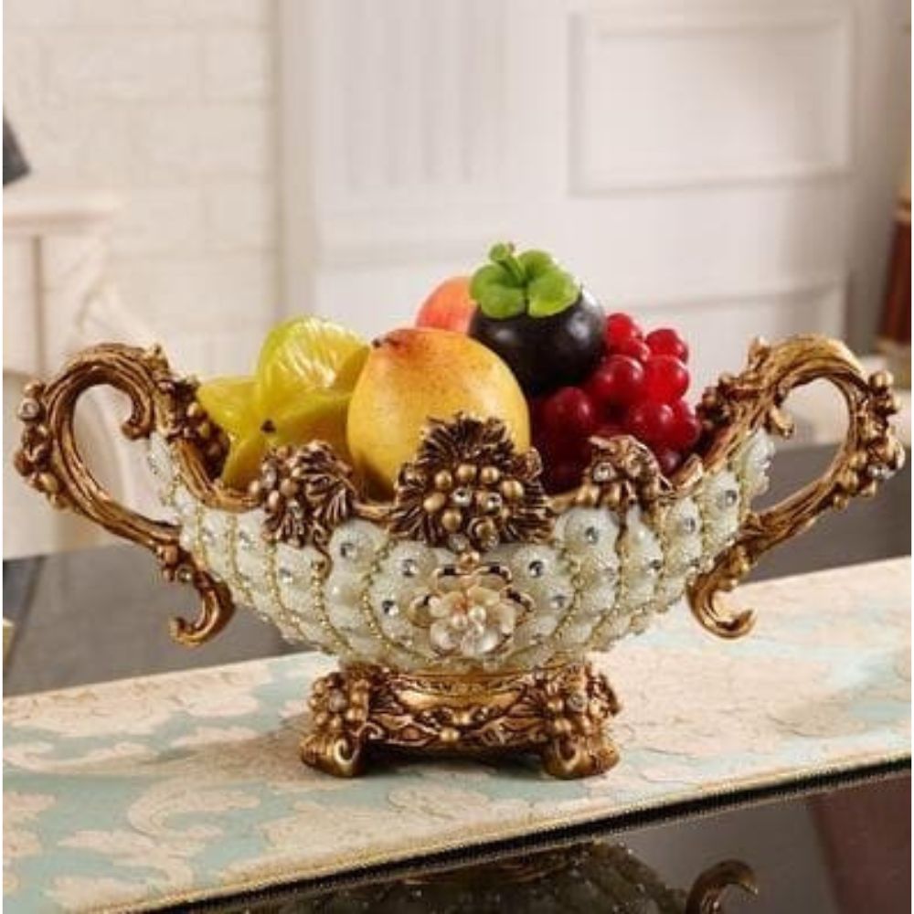 JCLL Luxury Style Diamond Fruit Plate 1 Round Bowl Centerpiece Design Ornaments Art Decoration Set - Divine Inspiration Styles