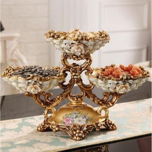 JCLL Luxury Style Diamond Fruit Plate 3 Round Bowls Centerpiece Design Ornaments Art Decoration Sets