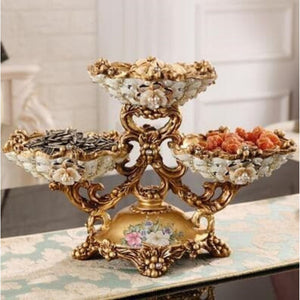 JCLL Luxury Style Diamond Fruit Plate 3 Round Bowls Centerpiece Design Ornaments Art Decoration Sets