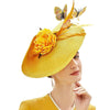 JQS Women's Fine Fashion Yellow Elegant Butterfly Flower Luxury Style Cocktail & Special Events Celebration Hat