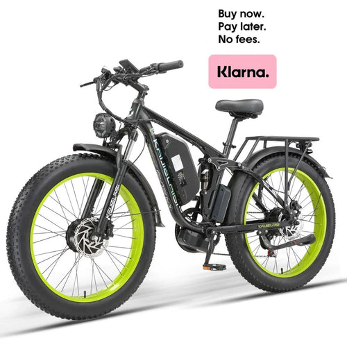 KETELES Electric Bicycle 3000W Dual Motor 52V 26AH Battery Black & Green Electric Bike 24 Inch City Cruiser & Mountain Bike