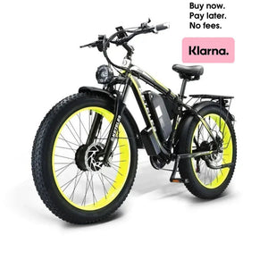 KETELES Electric Bicycle 3000W Dual Motor 52V 26AH Battery Black & Yellow Electric Bike 24 Inch City Cruiser & Mountain Bike