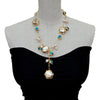 KEYGEMS Women's Elegant Fashion Stylish Genuine Blue Murano Glass & Natural Freshwater Pearl Necklace Jewelry