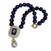 KEYGEMS Women's Elegant Fashion Stylish Genuine Blue Tiger Eye & Pearl Necklace Jewelry