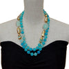 KEYGEMS Women's Elegant Fashion Stylish Genuine Blue Turquoise Agate Gem & Natural Freshwater Pearl Necklace Jewelry