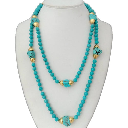 KEYGEMS Women's Elegant Fashion Stylish Genuine Natural Blue Turquoise Necklace Jewelry