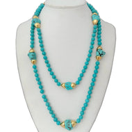 KEYGEMS Women's Elegant Fashion Stylish Genuine Natural Blue Turquoise Necklace Jewelry
