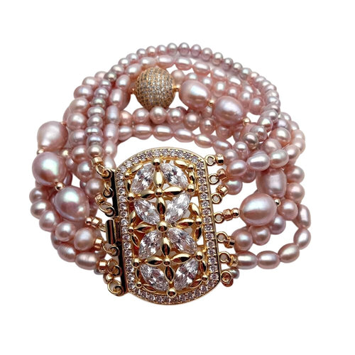 KEYGEMS Women's Elegant Fashion Stylish Genuine Natural Freshwater Pearl Bracelet Jewelry