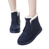LAKESHIA Women's Sports Fashion Premium Quality Plush Fur Stylish Navy Blue Ankle Boot Shoes - Divine Inspiration Styles