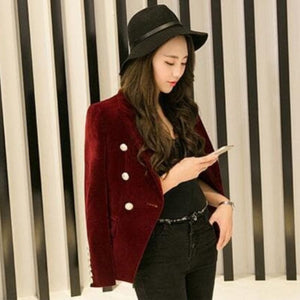 LAURA Design Women's Premium Quality Double Breasted Velvet Blazer