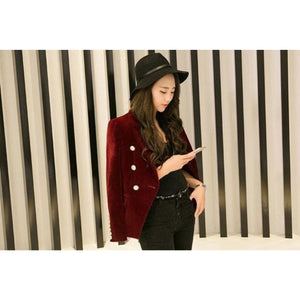LAURA Design Women's Premium Quality Double Breasted Velvet Blazer