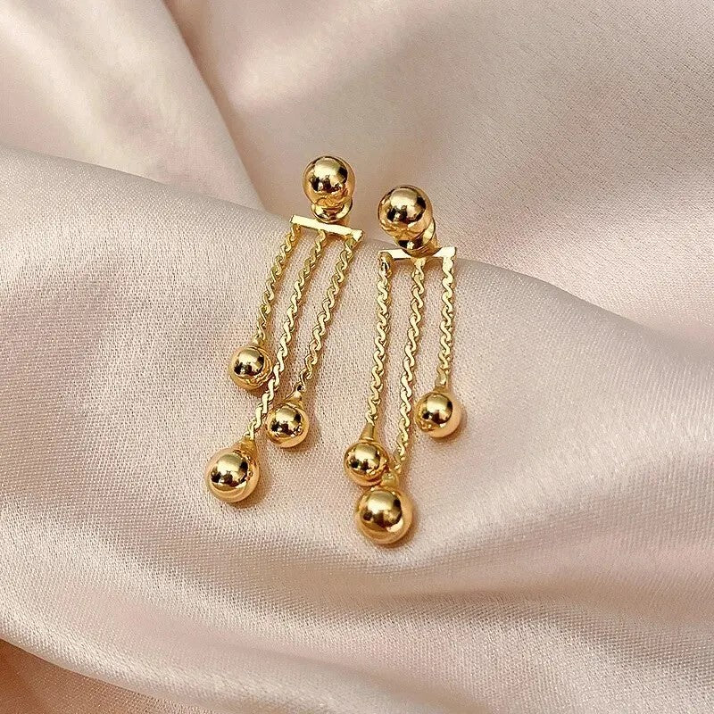 LUXE Women's Fashion Gold Silver Long Thread Tassel Drop Earrings