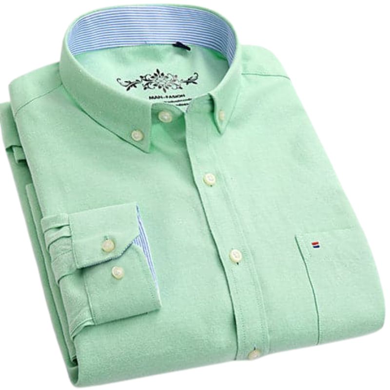 MANFASHION Men's Premium Quality Long Sleeves Mint Green Solid Color Business Dress Shirt Mint Green / S