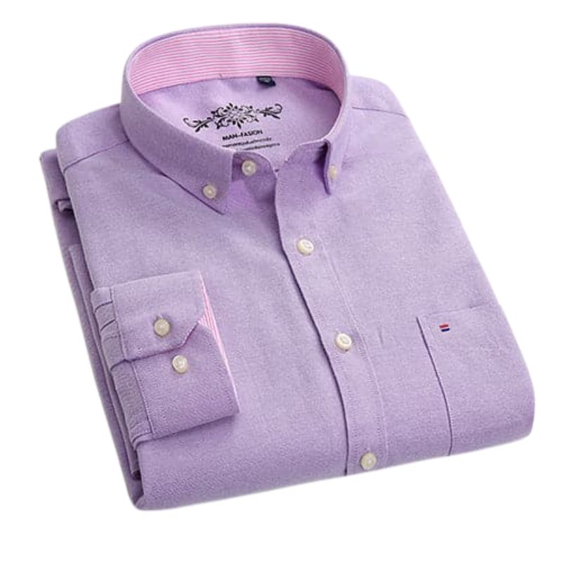 dress shirts for men fashion Men's Dress Shirt Button Down Shirt Oxford Shirt Solid Plain Color Wedding Vacation White Blue Purple Light Grey Long Sleeve Turndown All Seasons
